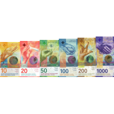(170) ** PNew (P75-P79) Switzerland - 10,20,50,100,200,1000 Franken (6 Notes)